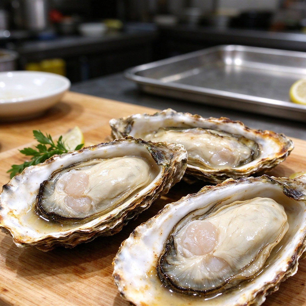 Fresh Raw Oysters in Half Shell